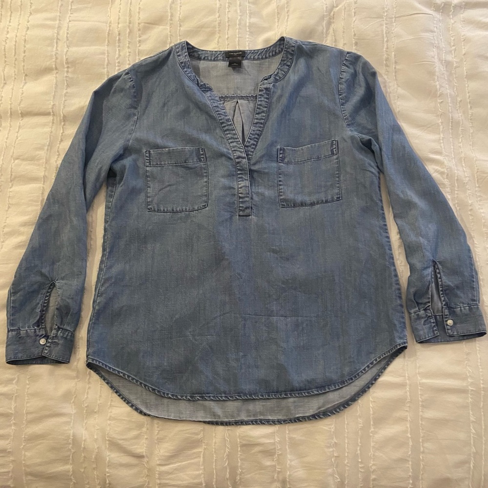 Ann Taylor Softened Denim Pullover Shirt with Pockets